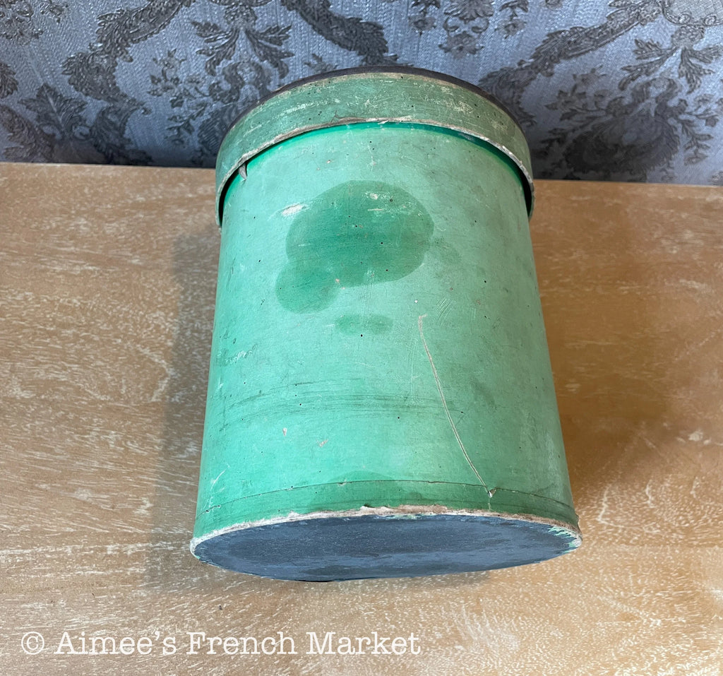 Now 50% off - RARE - Antique French White Feather Muff in Original Green Box  from Au Bon Marché, Paris, c.1890