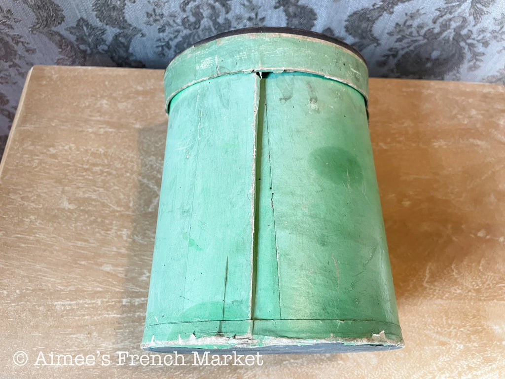 Now 50% off - RARE - Antique French White Feather Muff in Original Green Box  from Au Bon Marché, Paris, c.1890