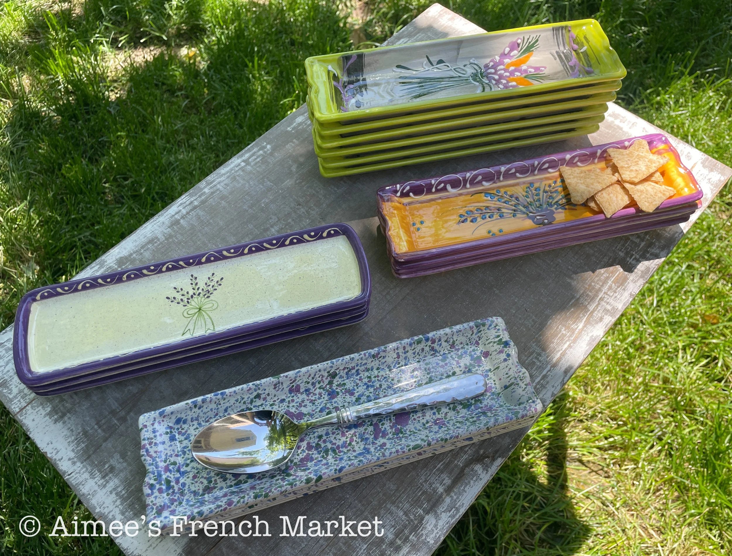 French Lavender Cracker Dish, Charcuterie/Appetizer Plate or Spoon Rest