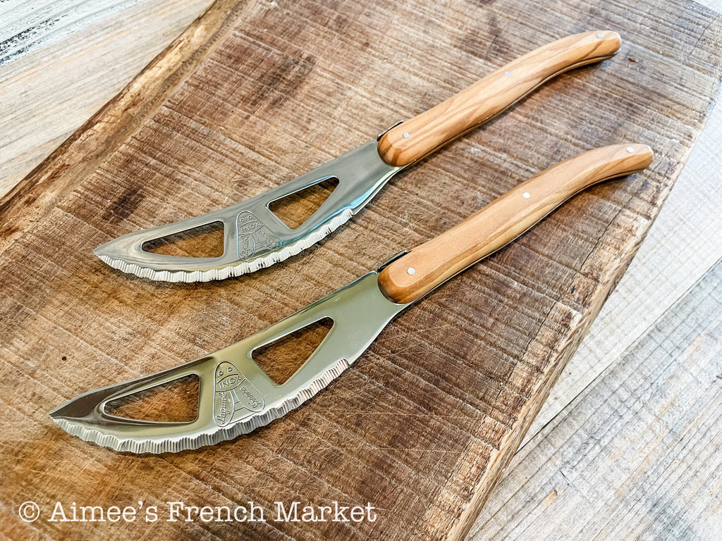 Pizza Knives with Olive Wood Handles - Made in "The Knife Capital of France" -  Set of 2