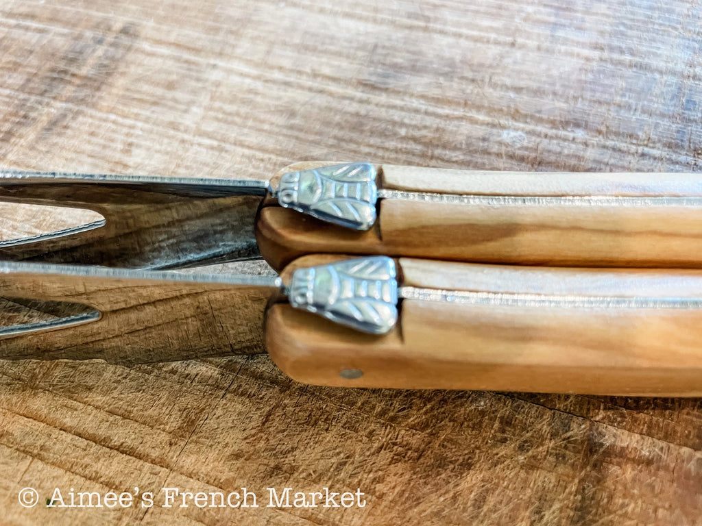 Pizza Knives with Olive Wood Handles - Made in "The Knife Capital of France" -  Set of 2
