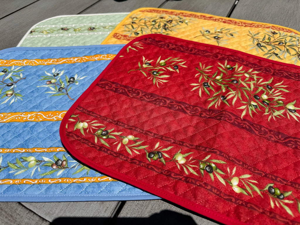 Handmade Provencal French Reversible Placemats, Now in White Lavender and Assorted, Set of 4
