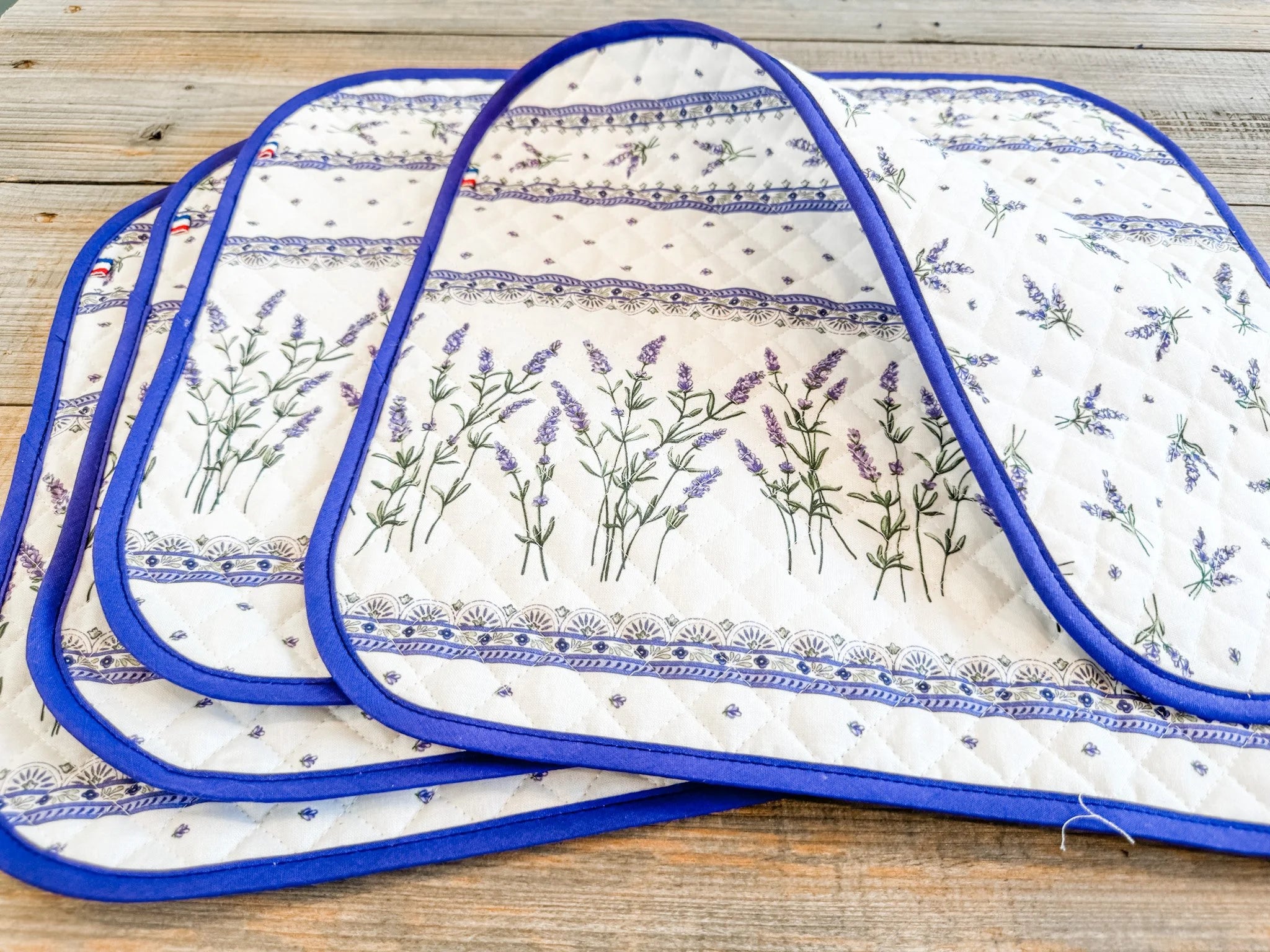 Handmade Provencal French Reversible Placemats, Now in White Lavender and Assorted, Set of 4