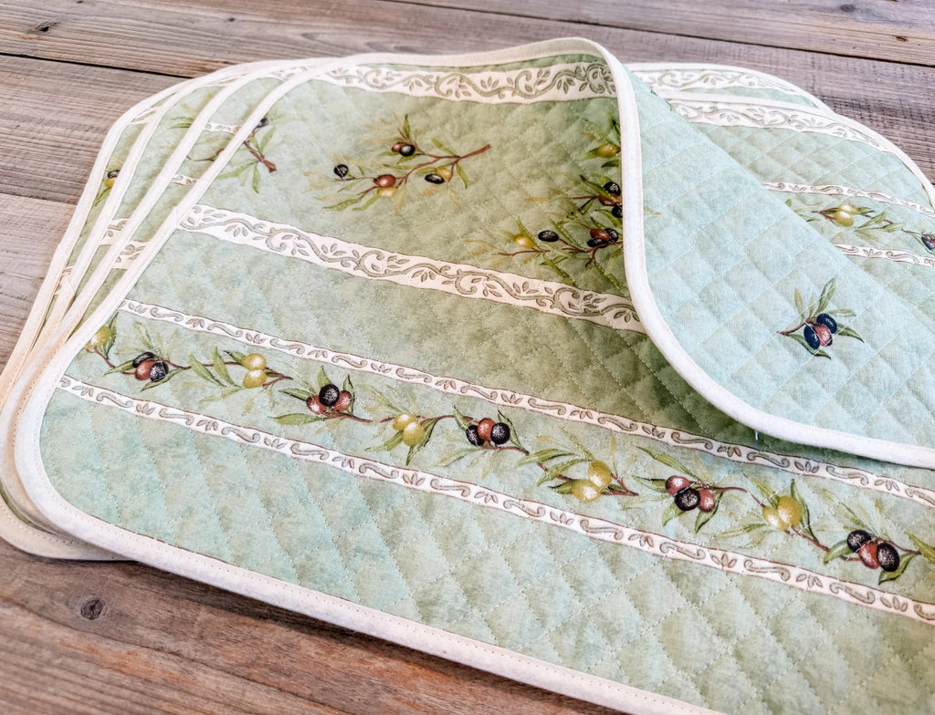 Handmade Provencal French Reversible Placemats, Now in White Lavender and Assorted, Set of 4