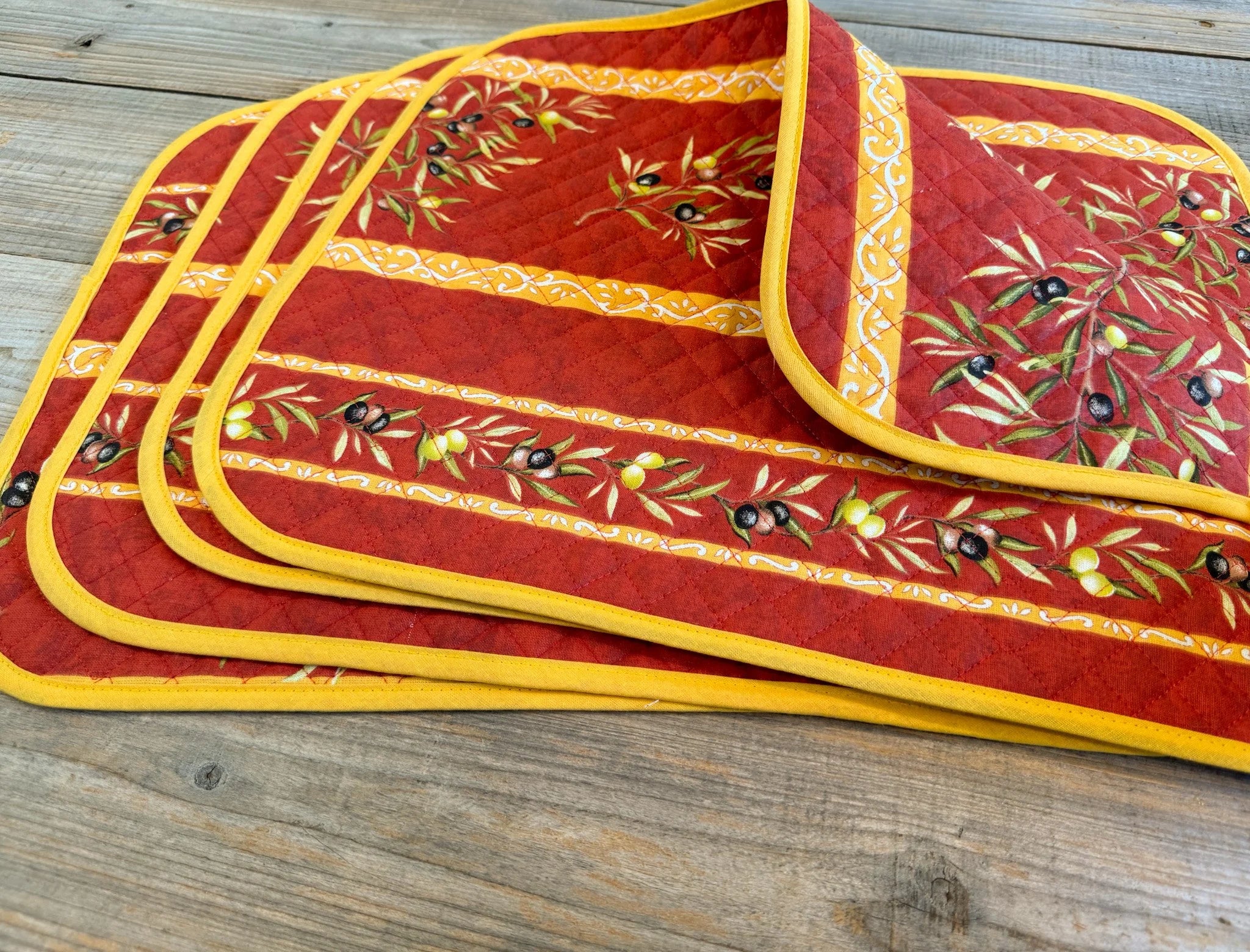 Handmade Provencal French Reversible Placemats, Now in White Lavender and Assorted, Set of 4