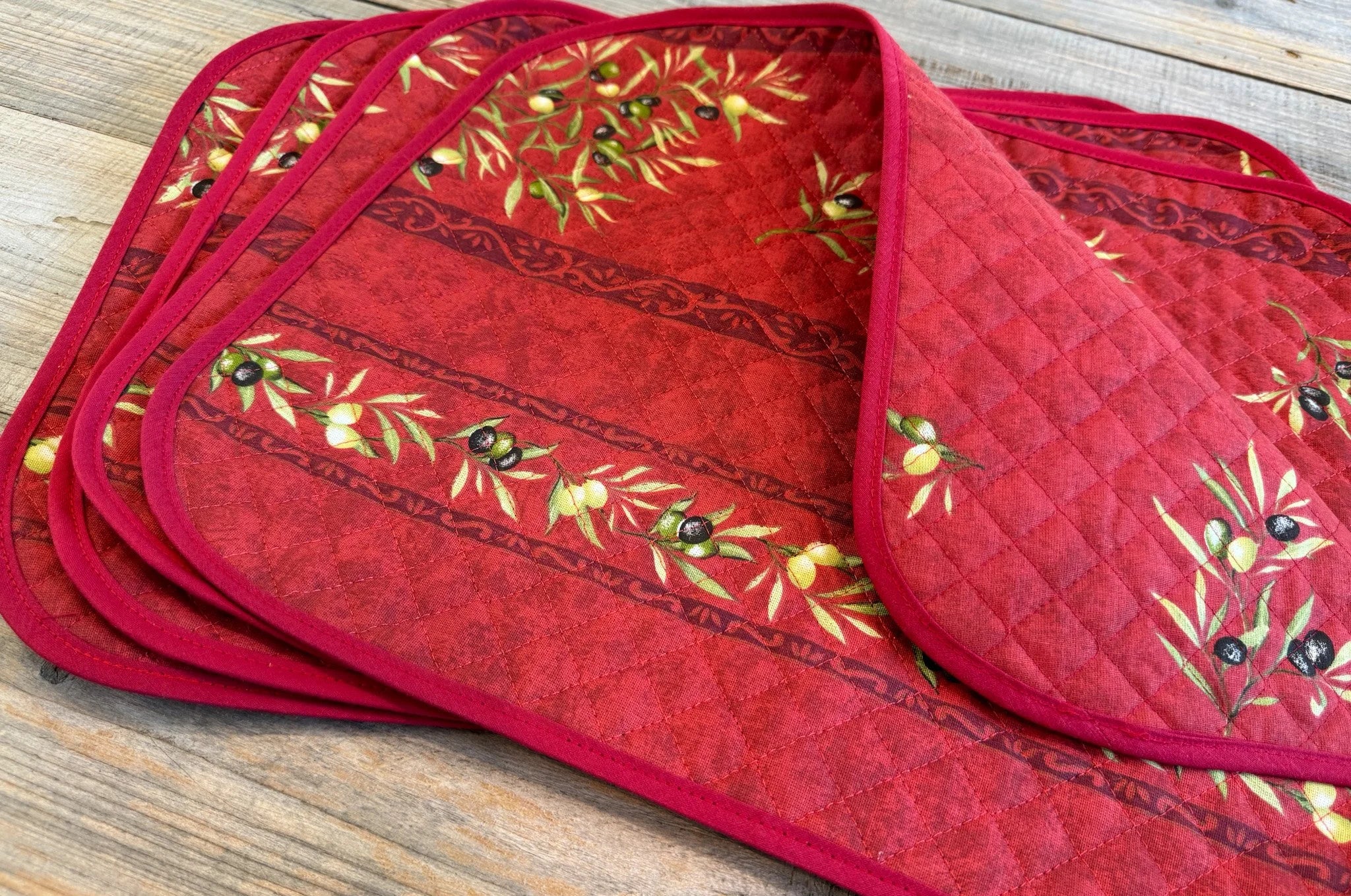 Handmade Provencal French Reversible Placemats, Now in White Lavender and Assorted, Set of 4