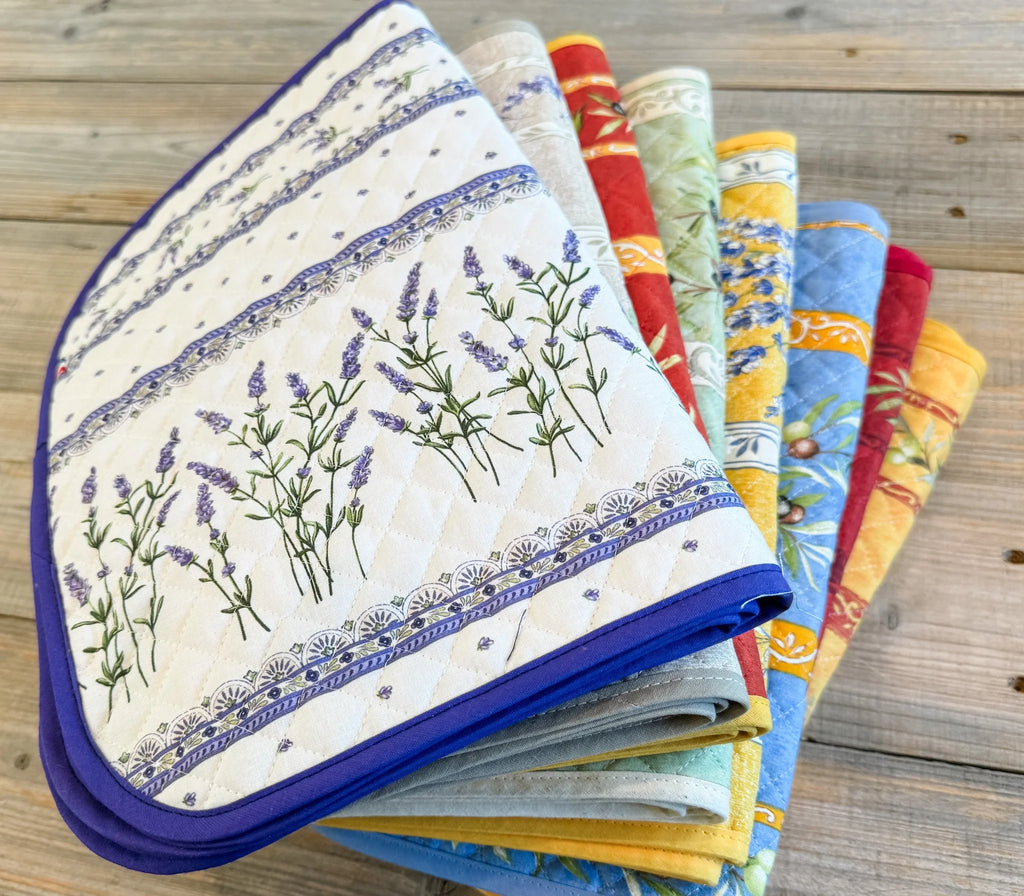 Handmade Provencal French Reversible Placemats, Now in White Lavender and Assorted, Set of 4
