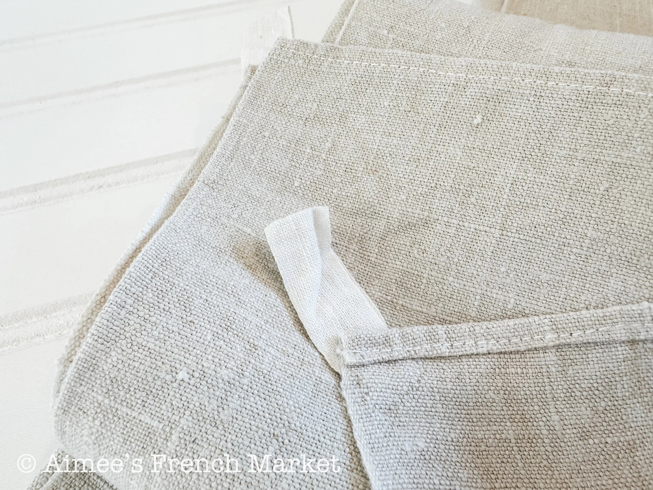 French Vintage Red-Striped Linen Kitchen Towels, c.1920s, Single/One Stripe, Large