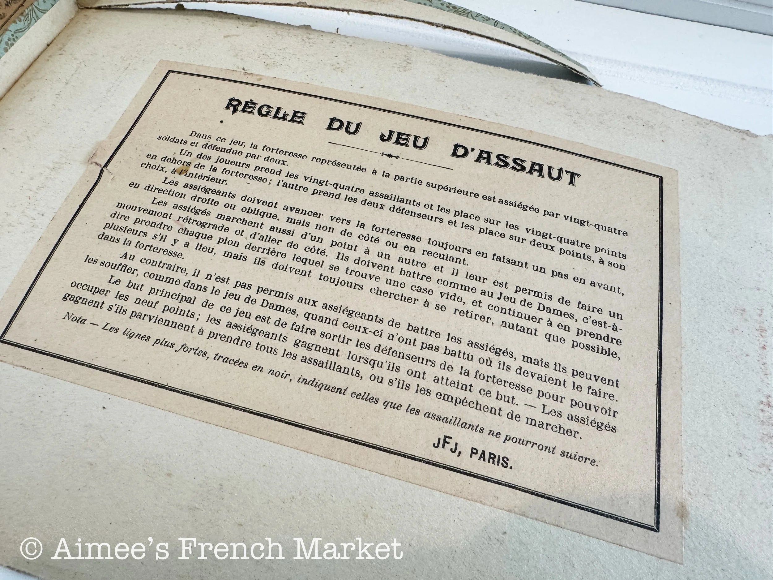 French Vintage Board Game, c. 1900, Jeu D'assaut