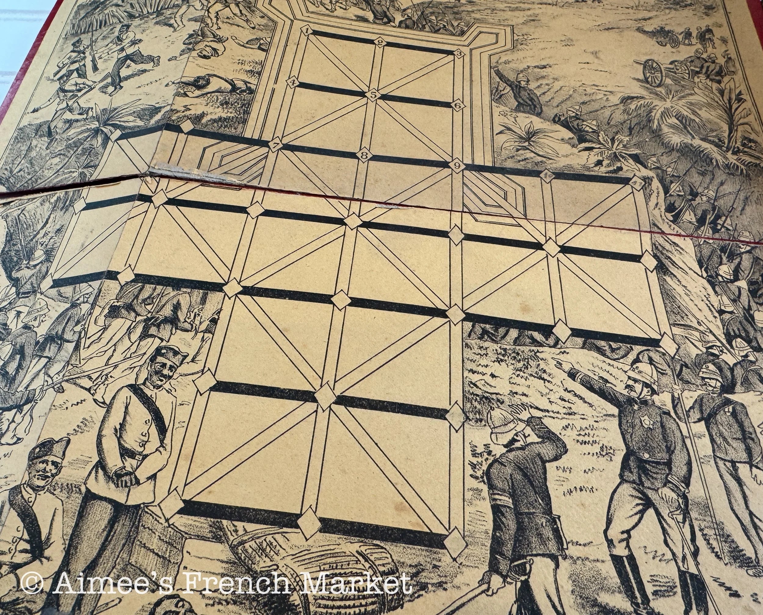 French Vintage Board Game, c. 1900, Jeu D'assaut