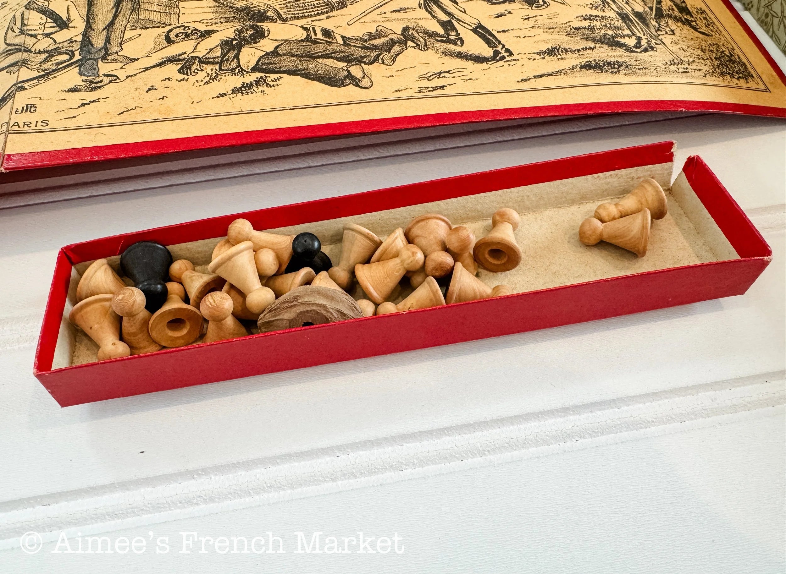 French Vintage Board Game, c. 1900, Jeu D'assaut