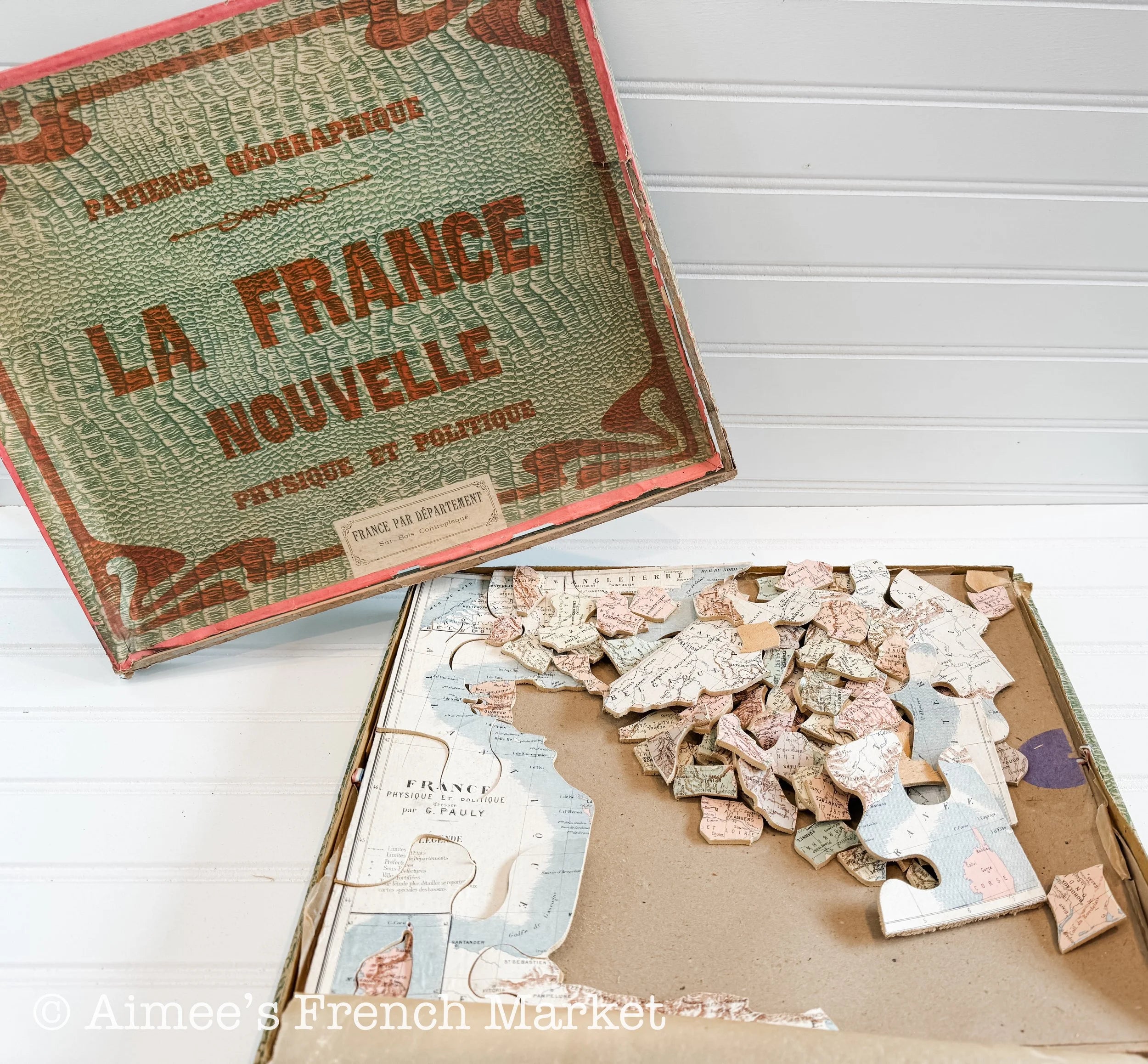 La France Nouvelle Antique Puzzle Map of France - Wood, c. 1918