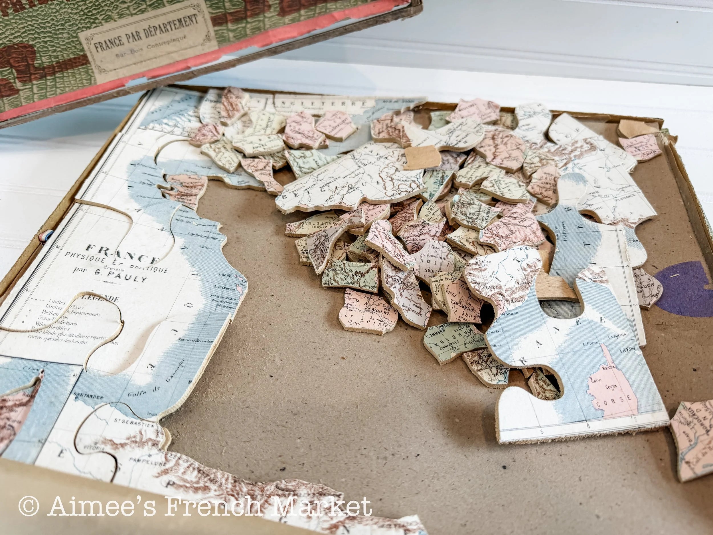 La France Nouvelle Antique Puzzle Map of France - Wood, c. 1918