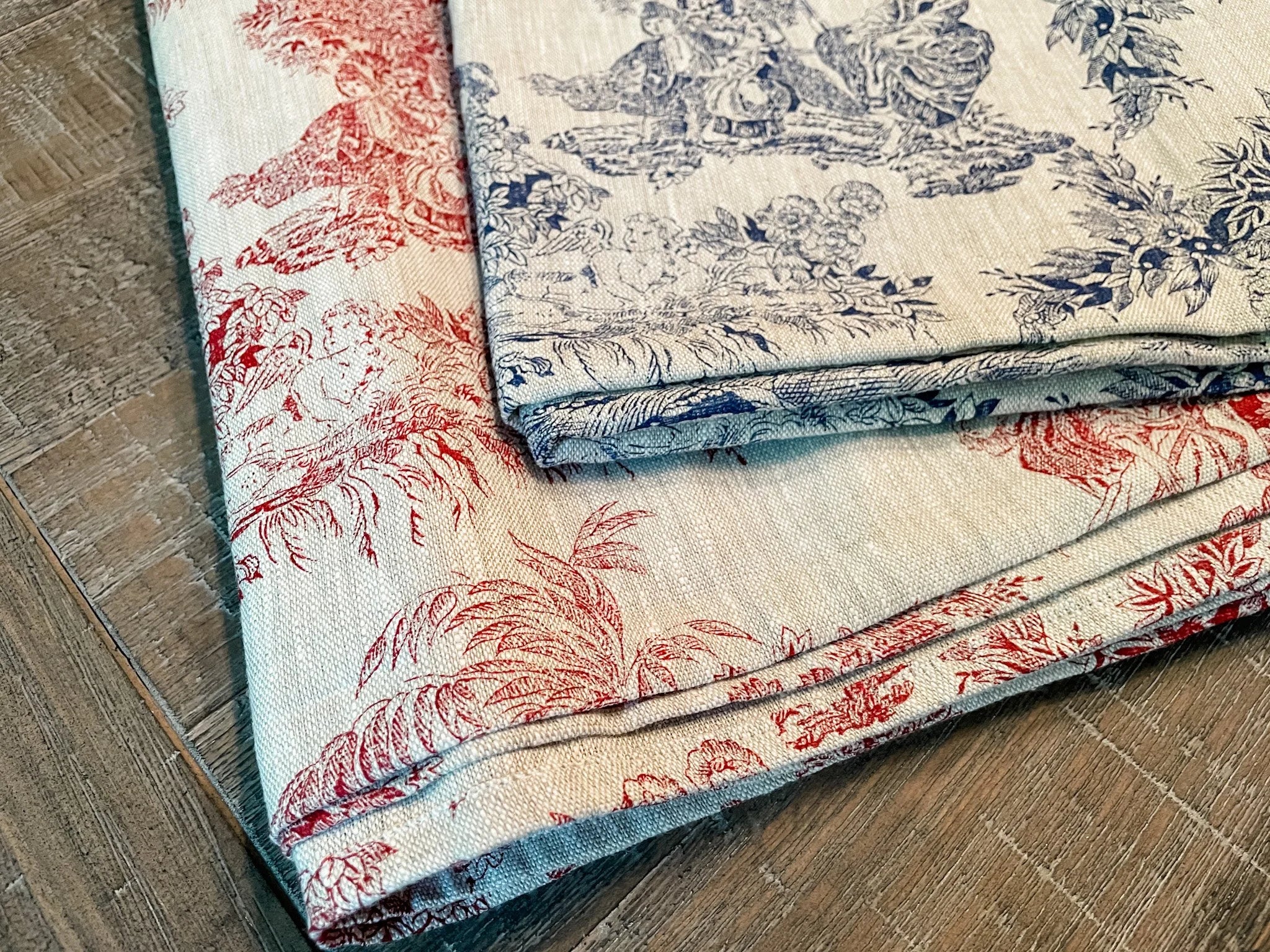 French Linen Tablecloths - Handmade in France - Toile and Floral