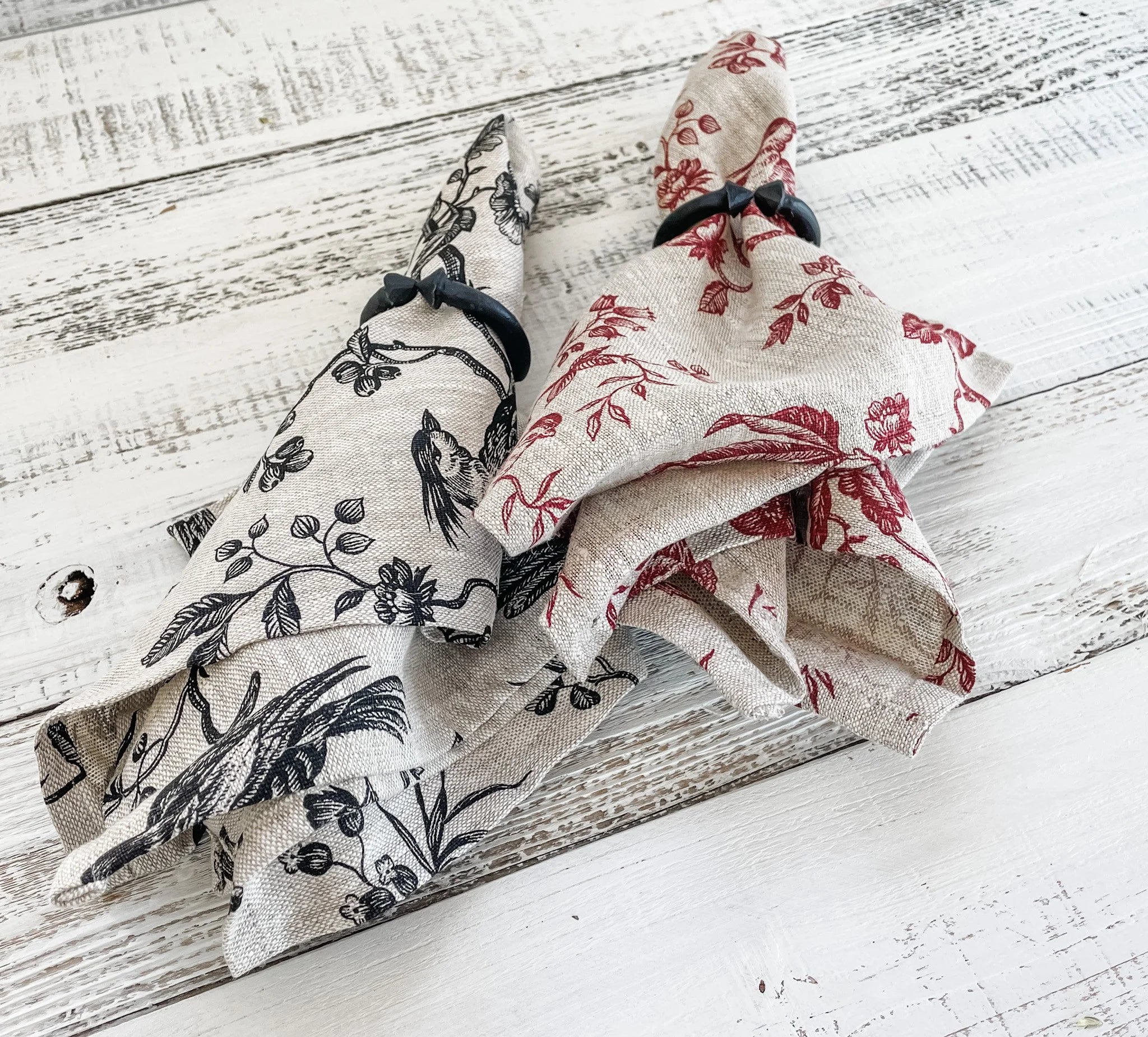 French Handmade Linen Tableware - The Oiseau/Bird Collection - Tablecloths, Napkins and Tablerunners