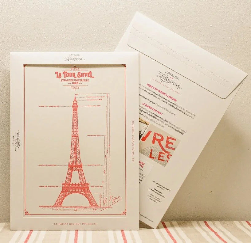 Art Print Original Blueprint of the Eiffel Tower, Vertical/Full - Made in Paris