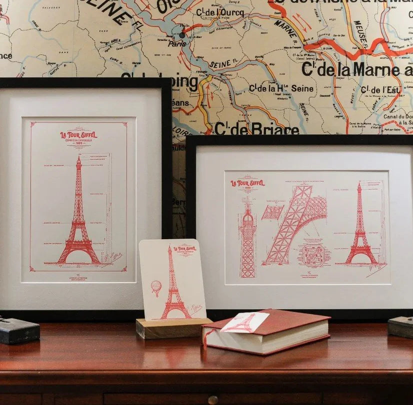 Art Print Original Blueprint of the Eiffel Tower, Vertical/Full - Made in Paris