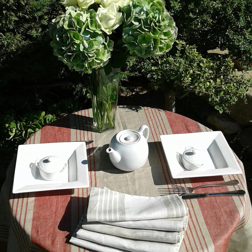 French Linen Tablecloths - Handmade in France - Stripes