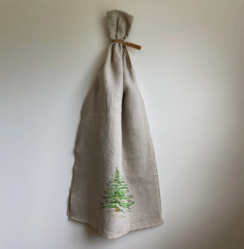 Beautiful Fine Linen Table Runners with Artist's Winter Tree