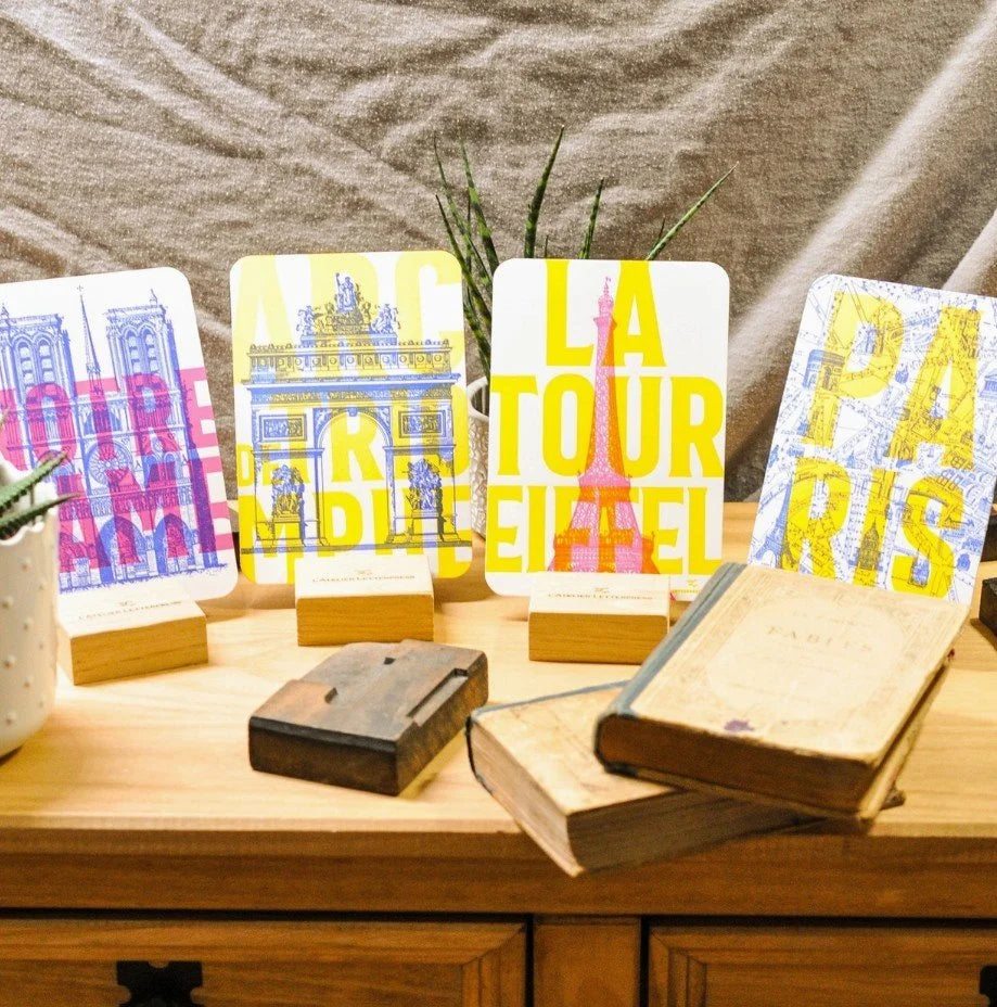 Paris in Bright Lights Cards from Vintage French Engravings, Set of 4  - Handmade in Paris